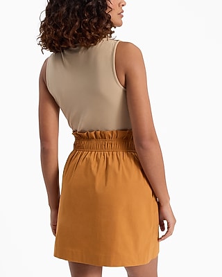 High Waisted Paperbag Mini Skirt