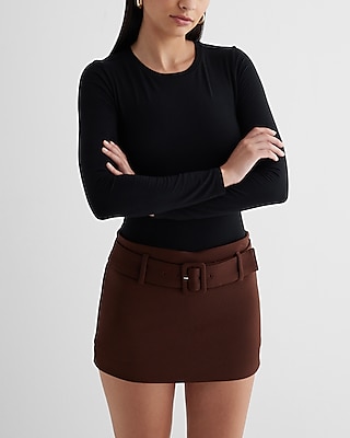 Low Rise Twill Belted Mini Skort | Express