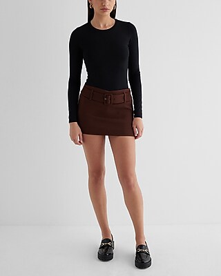 Low Rise Twill Belted Mini Skort | Express 
