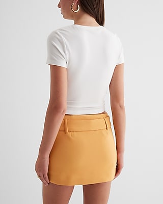 Low Rise Twill Belted Mini Skort - thumbnail 3