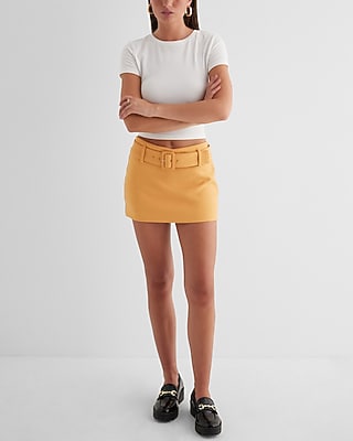 Low Rise Twill Belted Mini Skort - thumbnail 4