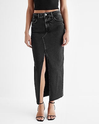 Black maxi 2024 denim skirt