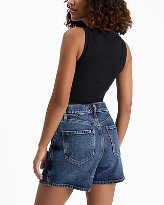 High Waisted Medium Wash Button Down Denim Skort