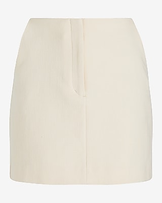 High Waisted Textured Trouser Mini Skirt