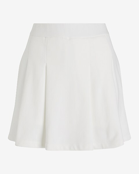 High Waisted Fleece Knit Pleated Mini Skort | Express High Waisted Fleece Knit Pleated Mini Skort | Express