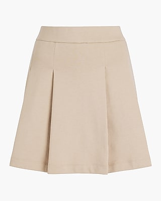 High Waisted Fleece Knit Pleated Mini Skort