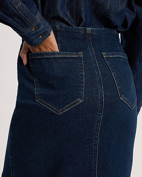 High Waisted Dark Wash Side Slit Maxi Hyper Sculpt Denim High Waisted Dark Wash Side Slit Maxi Hyper Sculpt Denim