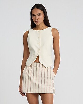 Super High Waisted Striped Tailored Mini Skort