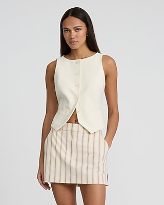 Super High Waisted Striped Tailored Mini Skort