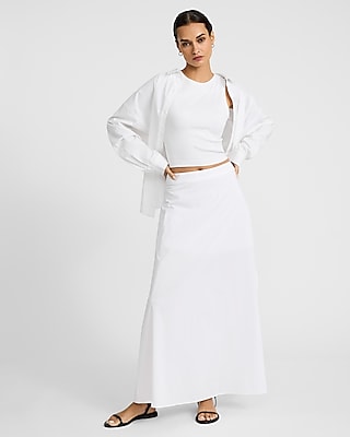 High Waisted Poplin Maxi Skirt