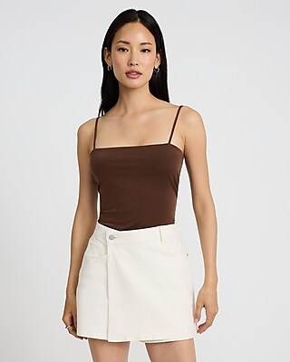 High Waisted White Denim Wrap Mini Skort