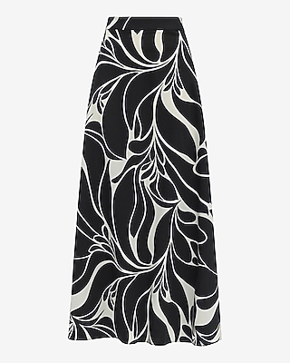 Poplin Floral High Waisted Side Slit Maxi Skirt