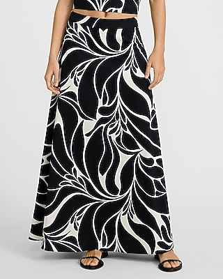 Poplin Floral High Waisted Side Slit Maxi Skirt