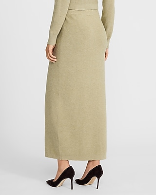 High Waisted Front Slit Maxi Sweater Skirt