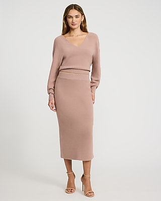 Metallic High Waisted Midi Sweater Skirt - image 3