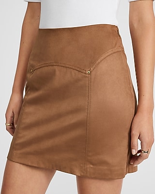 Super High Waisted Pull On Fleece Mini Skirt | Express