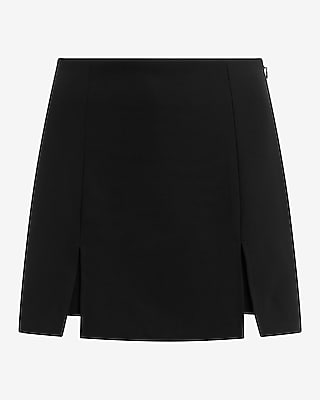 High Waisted Slit Front Mini Skort