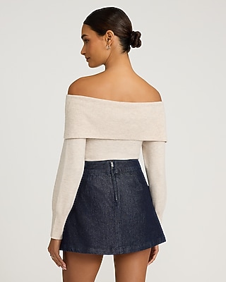 High Waisted Denim Pleated Mini Skort
