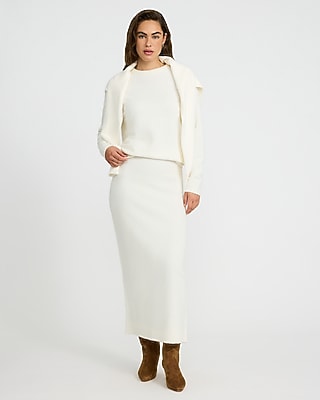Boucle High Waisted Sweater Maxi Skirt