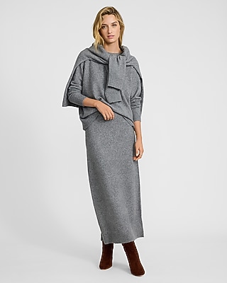 Boucle High Waisted Sweater Maxi Skirt