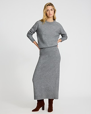 Boucle High Waisted Sweater Maxi Skirt