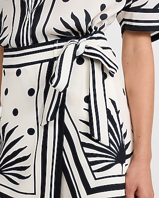 Tropical Printed Tie Wrap Mini Skort