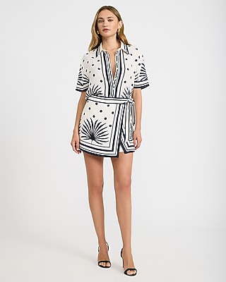Tropical Printed Tie Wrap Mini Skort
