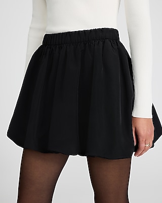 Silky Elastic Waist Bubble Hem Mini Skirt