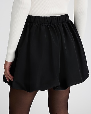 Silky Elastic Waist Bubble Hem Mini Skirt