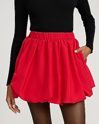 Silky Elastic Waist Bubble Hem Mini Skirt - image 3