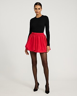 Silky Elastic Waist Bubble Hem Mini Skirt - image 5