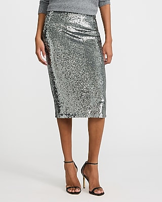 Sequin High Waisted Midi Pencil Skirt