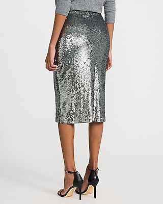 Sequin High Waisted Midi Pencil Skirt