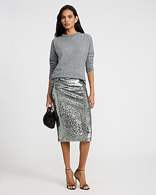 Sequin High Waisted Midi Pencil Skirt