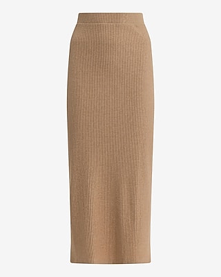 Cozy Ribbed High Waisted Knit Midi Skirt