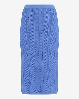 Textured Pointelle High Waisted Midi Sweater Skirt