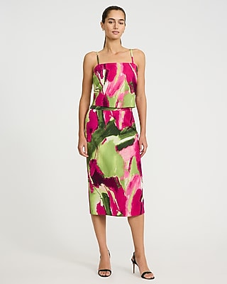 Textured Printed High Waisted Midi Skirt