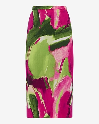 Textured Printed High Waisted Midi Skirt