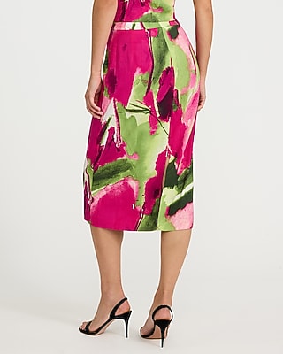 Textured Printed High Waisted Midi Skirt