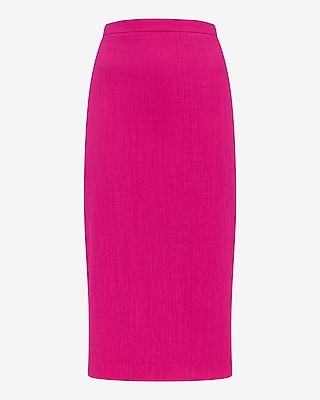 Textured High Waisted Pull On Midi Skirt