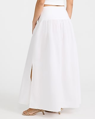 Cotton Poplin High Waisted Side Slit Maxi Skirt - image 2