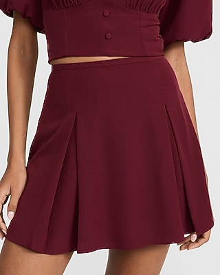 High Waisted Pleated Mini Skirt