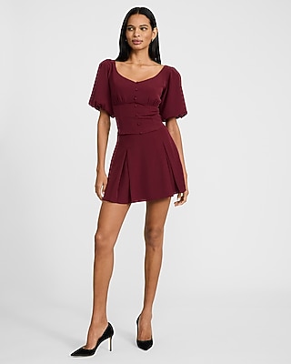 High Waisted Pleated Mini Skirt