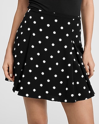 Polka Dot High Waisted Pleated Mini Skirt