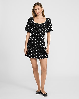 Polka Dot High Waisted Pleated Mini Skirt