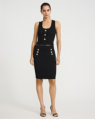 Pointelle Super High Waisted Button Mini Sweater Skirt