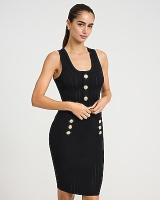 Pointelle Super High Waisted Button Mini Sweater Skirt