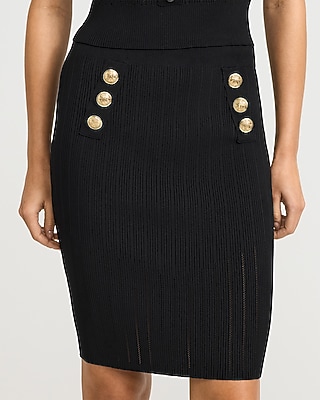 Pointelle Super High Waisted Button Mini Sweater Skirt