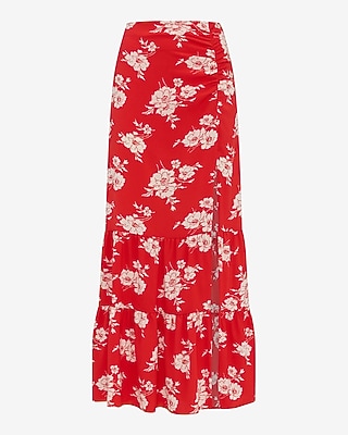 Floral Super High Waisted Tiered Maxi Skirt