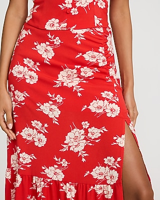 Floral Super High Waisted Tiered Maxi Skirt